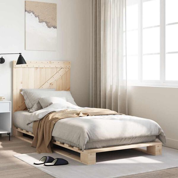 vidaXL Bed Frame without Mattress with Headboard 90x200 cm Solid Wood