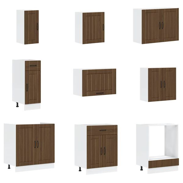 vidaXL 14 Piece Kitchen Cabinet Set Lucca Brown Oak Engineered Wood