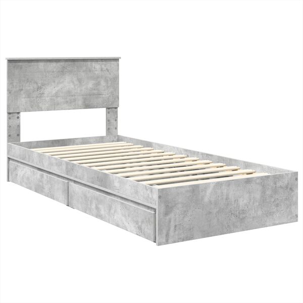 vidaXL Storage Bed Concrete Grey 75 x 190 cm Engineered Wood