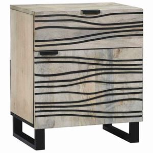 vidaXL Bedside Cabinet with Drawer White and Black 50 x 33 x 60 cm