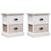 vidaXL Nightstands 2 pcs White and Natural 38x28x45 cm Paulownia Wood