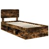 vidaXL Bed Frame with Headboard Smoked Oak 75 x 190 cm Solid Pine Wood