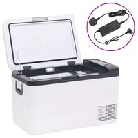 vidaXL Cool Box with Handle and Adapter Black and White 18 L PP & PE