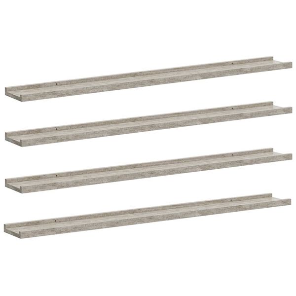 vidaXL Wall Shelves 4 pcs Concrete Grey 100x9x3 cm