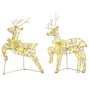 vidaXL LED Reindeers 2 pcs 40 LEDs Warm White 44 x 18 x 65.5 cm PET