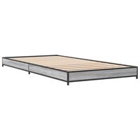 vidaXL Bed Frame Grey Sonoma 90x190 cm Single Engineered Wood and Metal