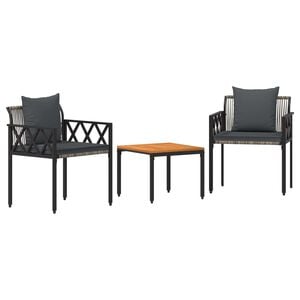 vidaXL Outdoor Furniture Set 3 pcs Grey and Dark Grey Poly Rattan