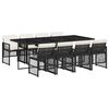 vidaXL 9 Piece Garden Dining Set with Cushions Black Poly Rattan
