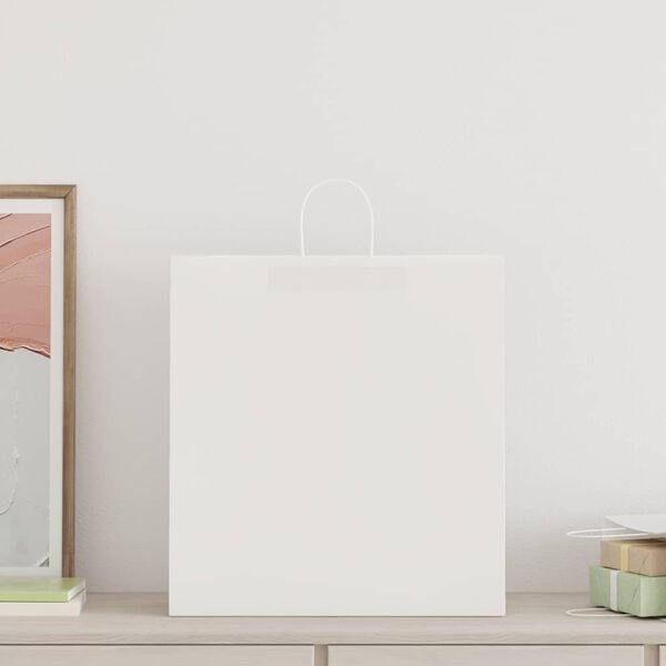 vidaXL Paper Bags 50 pcs with Handles White 45x17x48 cm