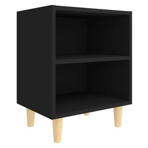 vidaXL Bed Cabinet with Solid Wood Legs Black 40x30x50 cm