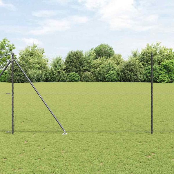 vidaXL Fence Post Grey 100 x 1.6 m (50 mm mesh) Steel and PVC