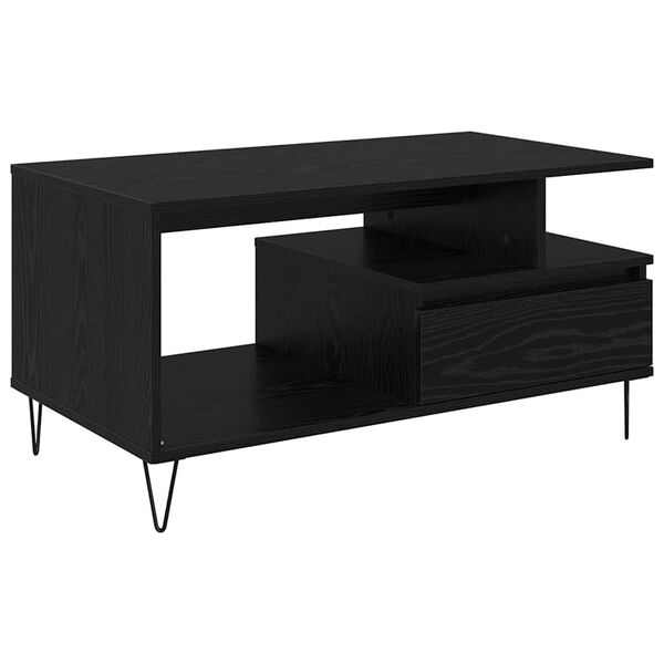 vidaXL Coffee Table Black Oak 90 x 49 x 45 cm Engineered Wood