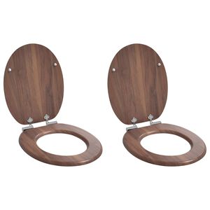 vidaXL Soft-Close Toilet Seat 2 pcs Brown 44 x 38 cm MDF board