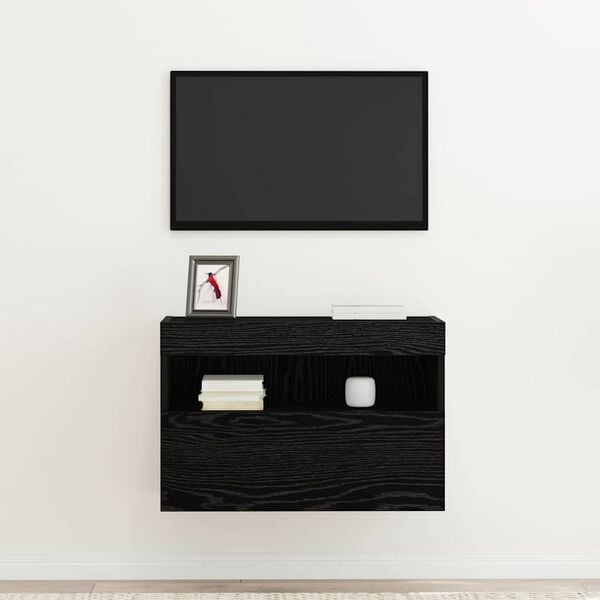vidaXL TV Wall Cabinet Black oak 60 x 30 x 40 cm Engineered Wood