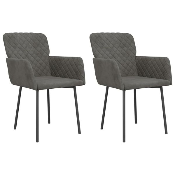 vidaXL Dining Chairs 2 pcs Dark Grey Velvet
