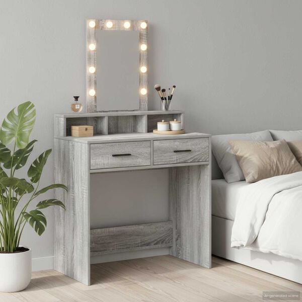 vidaXL Dressing Table Grey 79 x 41 x 140 cm Engineered Wood