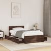 vidaXL Bed Frame with Headboard without Mattress Brown Oak 75x190 cm Small Single