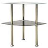 vidaXL 2-Tier Side Table Transparent & Black 38x38x50cm Tempered Glass