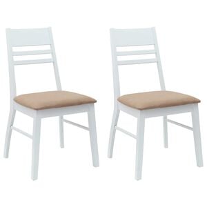 vidaXL Dining Chairs 2 pcs White 43 x 54 x 89 cm Solid Rubber Wood