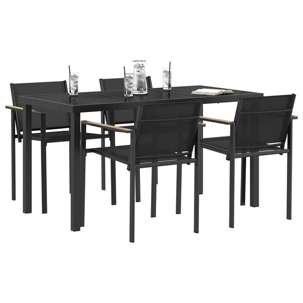 vidaXL Outdoor Furniture Set 5 pcs Black and Anthracite Textilene