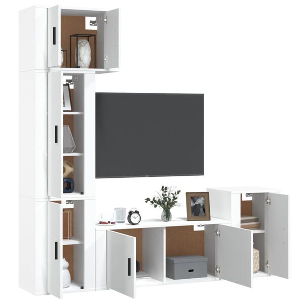 vidaXL 5 Piece TV Cabinet Set White Engineered Wood