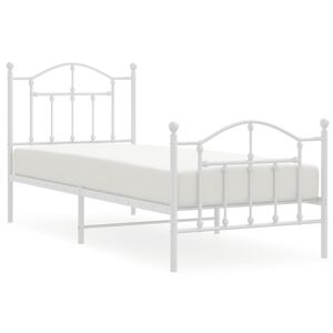 vidaXL Metal Bed Frame without Mattress with Footboard White 90x190cm