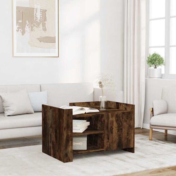 vidaXL Coffee Table Smoked Oak 80x50x50 cm Engineered Wood