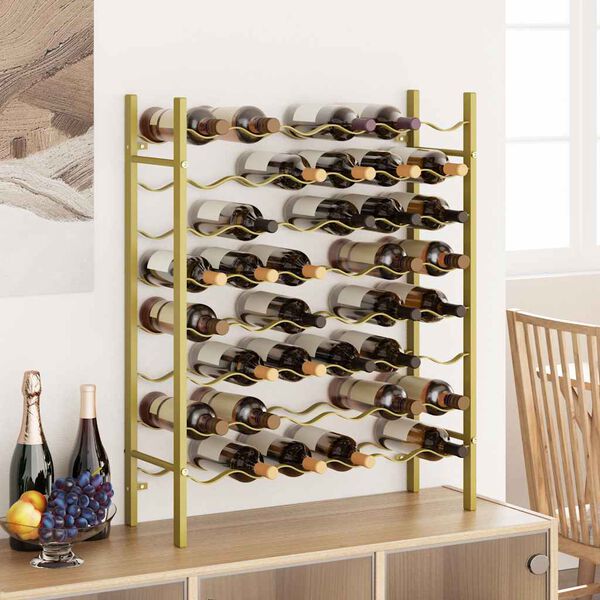 vidaXL Wine Rack for 48 Bottles Gold Metal