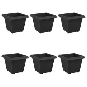 vidaXL Square Flower Pot 6 pcs Black 20 x 20 x 16 cm Plastic