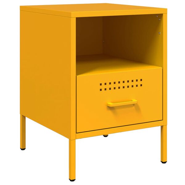 vidaXL Bedside Cabinet Mustard Yellow 36x39x50.5 cm Steel