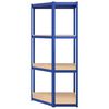 vidaXL 4-Layer Shelves 3 pcs Blue Steel&Engineered Wood