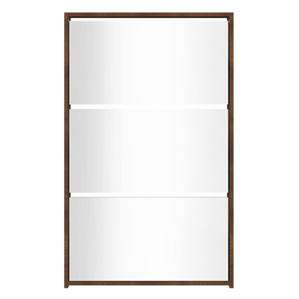 vidaXL Shoe Cabinet with Mirror 3-Layer Brown Oak 63x17x102.5 cm