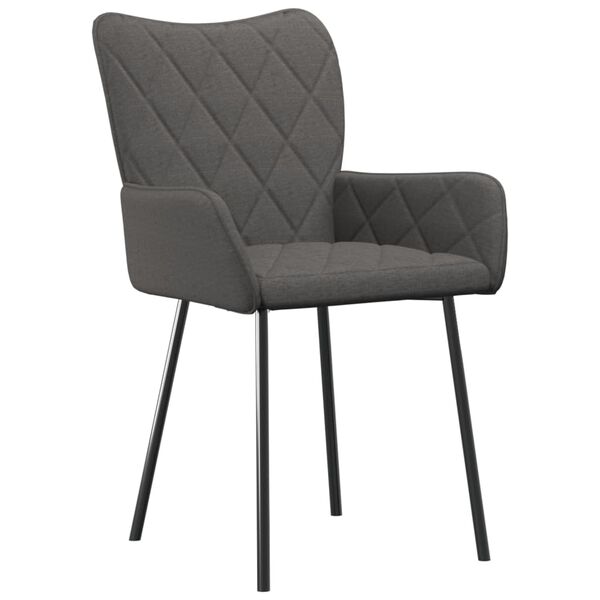 vidaXL Dining Chairs 2 pcs Dark Grey Fabric
