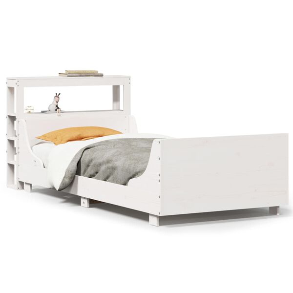 vidaXL Bed Frame without Mattress White 90x190 cm Single Solid Wood Pine