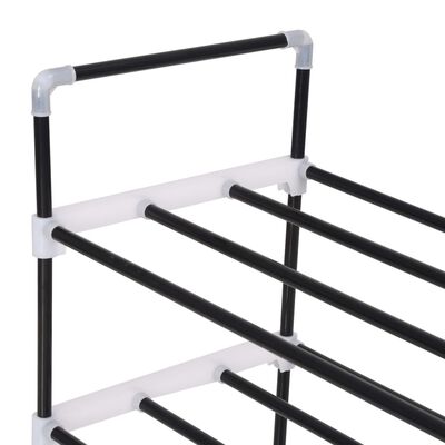 vidaXL Shoe Rack with 4 Shelves Metal and Plastic Black