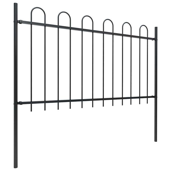 vidaXL Garden Fence with Hoop Top Steel 714.5x100 cm Black