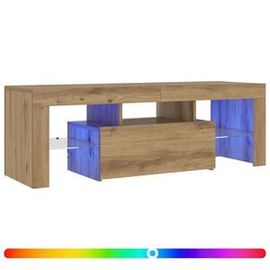 vidaXL TV Cabinet with LED Lights Artisan Oak 120x36.5x40 cm Engineered Wood