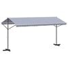vidaXL Free Standing Awning Blue and White 500x300 cm Fabric and Steel