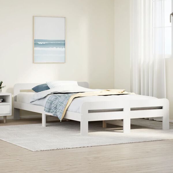 vidaXL Bed Frame without Mattress White 120x190 cm Small Double Solid Wood Pine