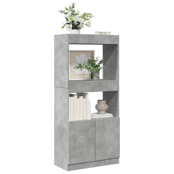 vidaXL Highboard Concrete Grey 63x33x140 cm Engineered Wood