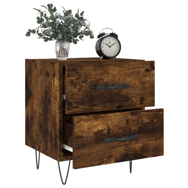 vidaXL Bedside Cabinets 2 pcs Smoked Oak 40x35x47.5 cm Engineered Wood