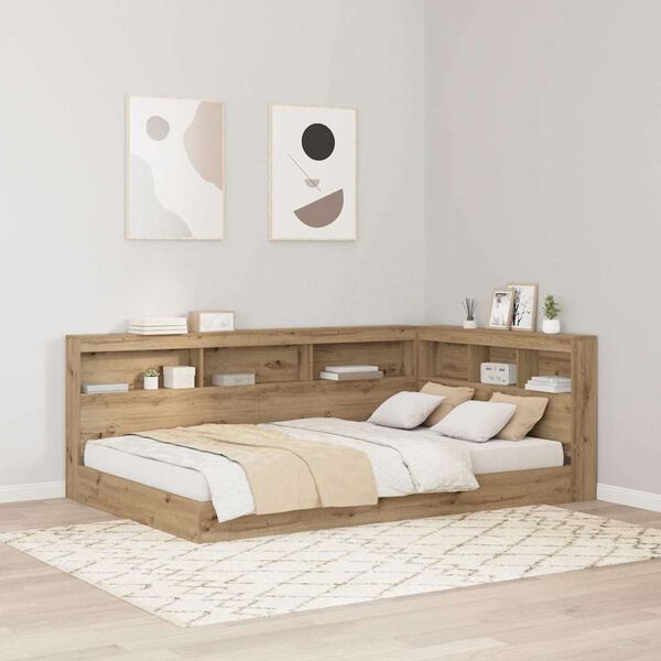 vidaXL Storage Headboard with Shelf Artisan Oak 120 cm Engineered Wood