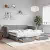 vidaXL Daybed with Trundle&Drawers without Mattress Light Grey 90x190 cm Single