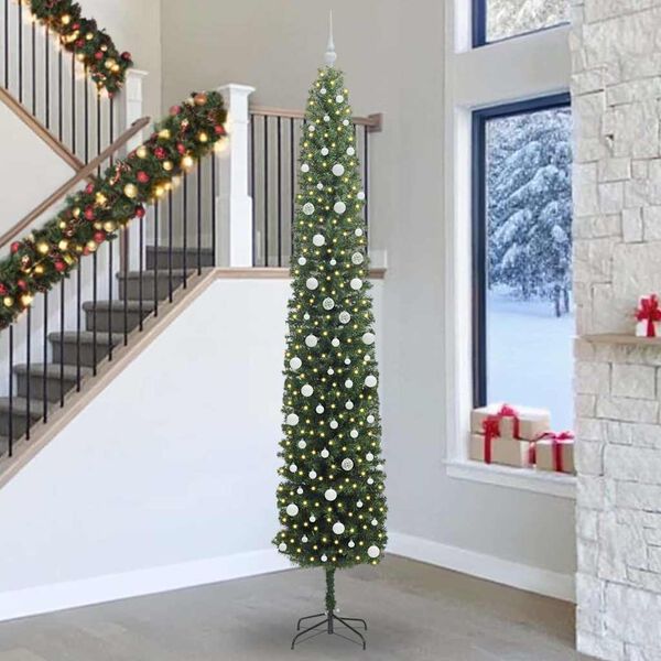 vidaXL Artificial Christmas Tree with 300 LEDs with Stand Green 300 cm