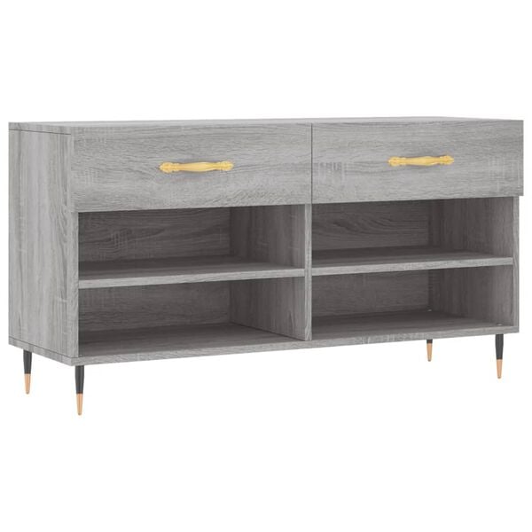 vidaXL Shoe Bench Grey Sonoma 102x35x55 cm Engineered Wood