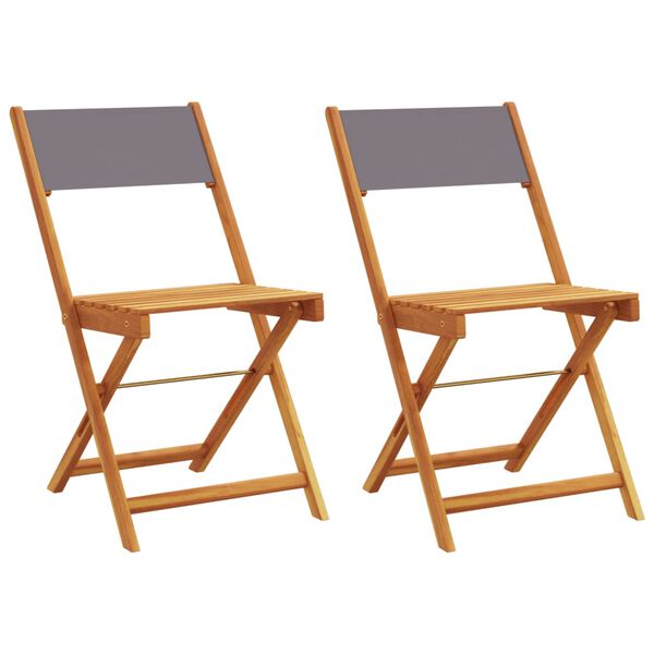 vidaXL Bistro Chairs 2 pcs Anthracite Solid Wood Acacia and Fabric