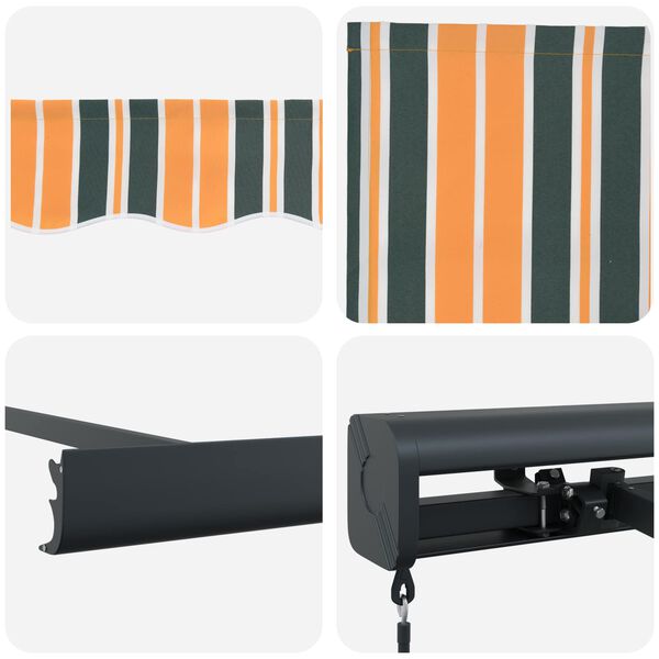 vidaXL Retractable Awning Green and Yellow 300 x 250 cm