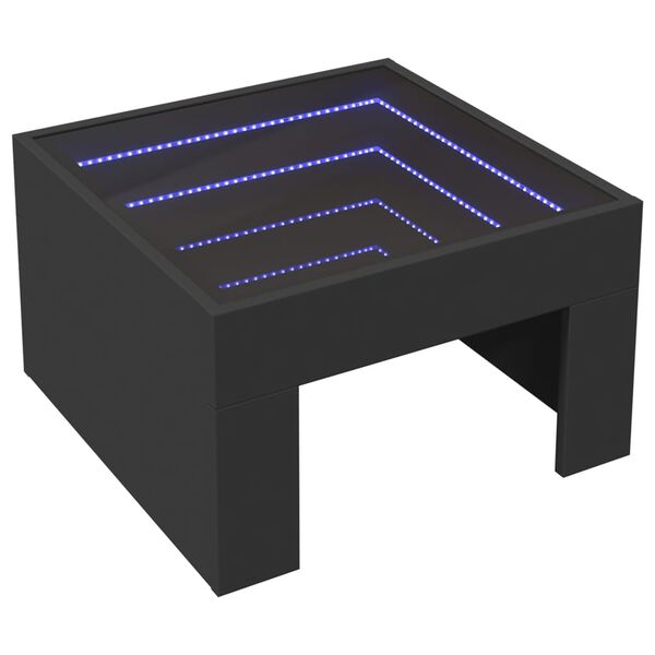 vidaXL Coffee Table with Infinity LED Black 50x50x30 cm