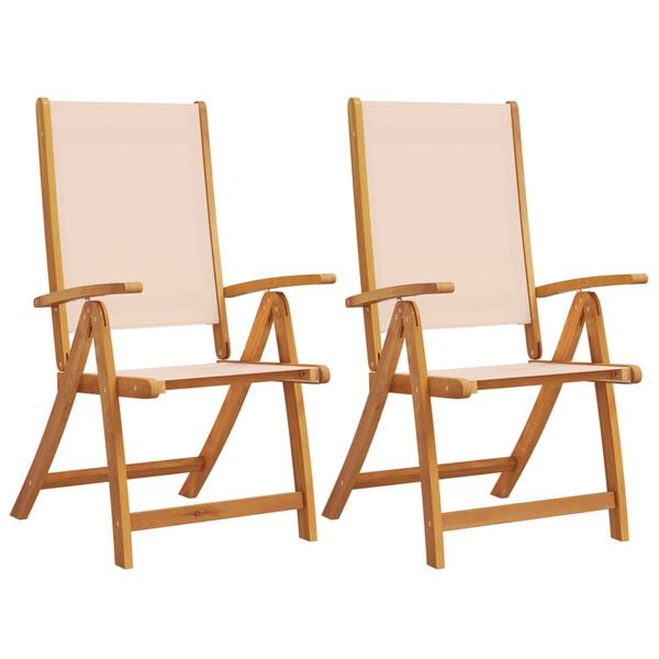 vidaXL Folding Garden Chairs 2 pcs Solid Wood Acacia and Textilene