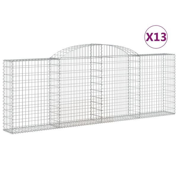 vidaXL Arched Gabion Baskets 13 pcs 300x30x100/120 cm Galvanised Iron